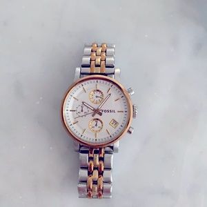Fossil women’s silver and gold watch
